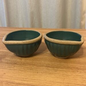 Set of 2 Heritage Mise En Place Anthropologie side prep bowl Turquoise 5.5”W 3”H